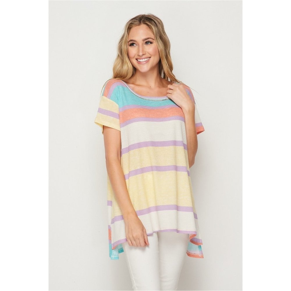 Honeyme Striped High Low Knit Top  *  Plus Size  *